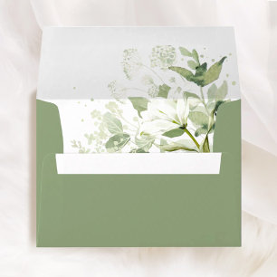 Sage Green Organic Greenery Liner & Addressed Envelope