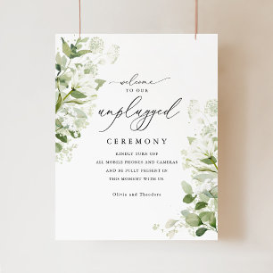 Sage Green Organic Greenery unplugged wedding sign