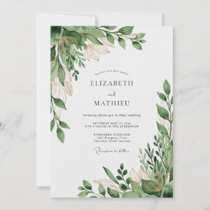 Sage Green Organic Nature Wedding Invitation
