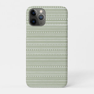 Sage Green Organic Stripes and Dots iPhone 11 Pro Case