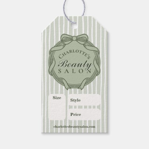 Sage Green Ornate Bow Frame Salon Price Tag