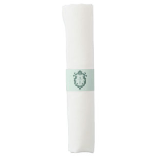 Sage Green Ornate Floral Crest Wedding Napkin Bands