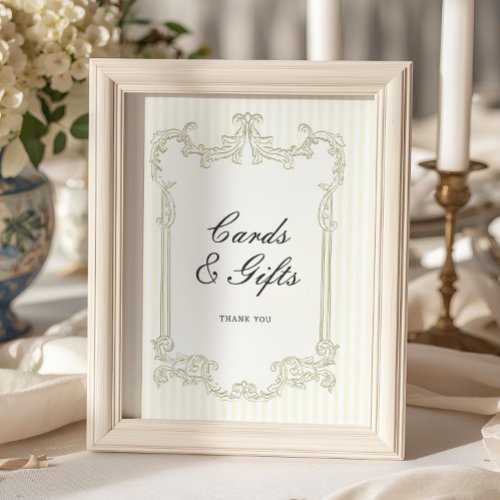 Sage Green Ornate Frame Wedding Cards & Gifts Poster