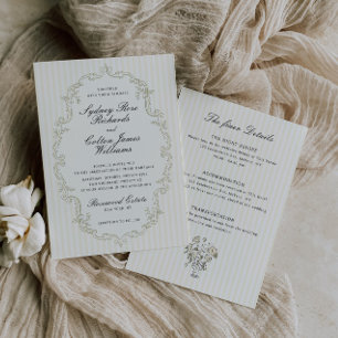 Sage Green Ornate Frame Wedding Invitation