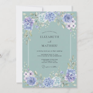 Sage Green Ornate Hydrangea Wedding Invitation