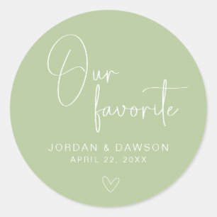 Sage Green Our Favorite Wedding Favor Sticker
