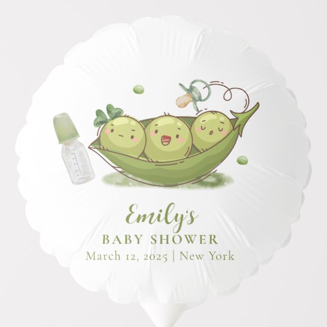 Sage Green Pacifier Sweet Pea In Pod Baby Shower Balloon (Front)