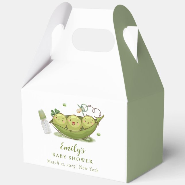 Sage Green Pacifier Sweet Pea In Pod Baby Shower Favor Boxes (Back)