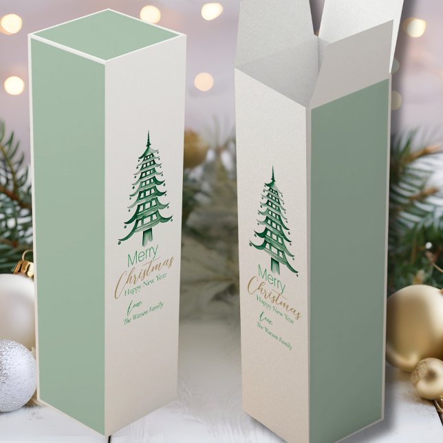 Sage green Pagoda Christmas Tree, Hostess gift, Wine Box (Sage green Pagoda Christmas Tree, Hostess gift, Wine Box)