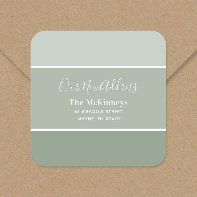 Sage Green Paint Swatch New Address Square Sticker (Creator Uploaded)