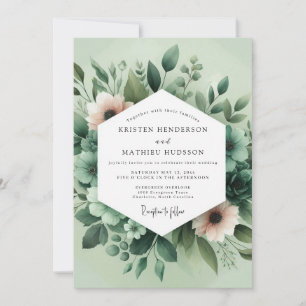 Sage Green Painterly Flora Wedding Invitation