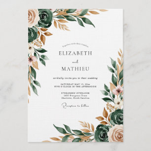 Sage Green Painterly Flourish Wedding Invitation