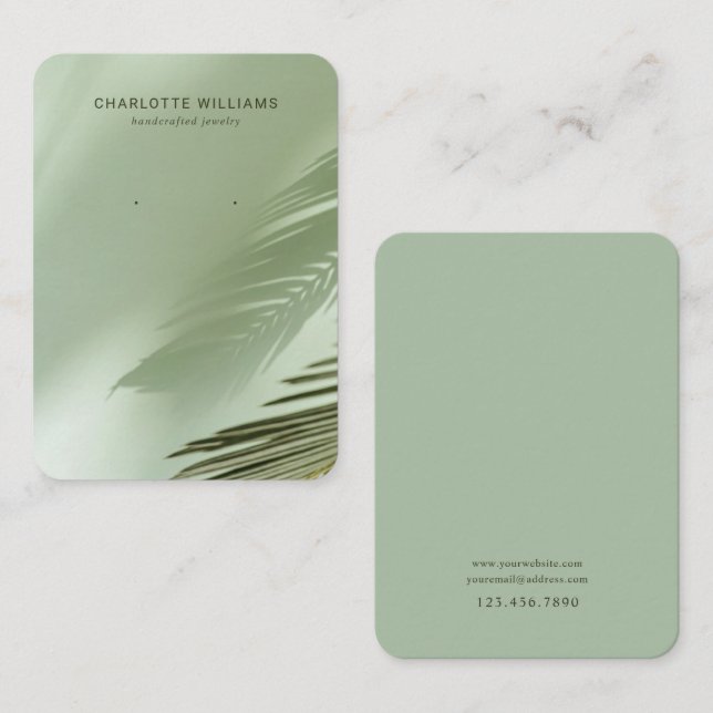 Sage Green Palm Shadow Jewelry Card (Front/Back)