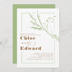 Sage Green Pampas Grass Modern Rehearsal Dinner Invitation