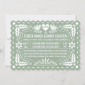 Sage green papel picado love birds fiesta wedding invitation (Front)