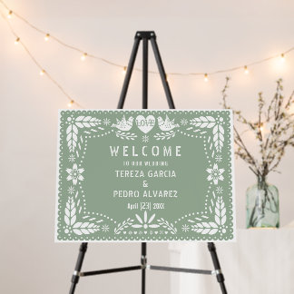 Sage green Papel Picado request wedding welcome  Foam Board