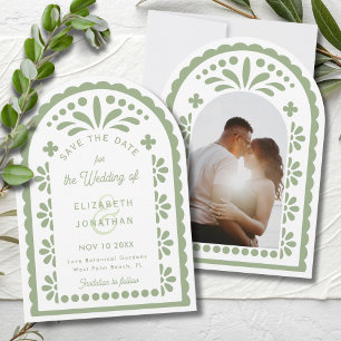 Sage Green Papel Picado Talavera Photo Wedding Save The Date