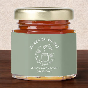 Sage Green Parents to Bee Floral Baby Shower Honey Jar Favors