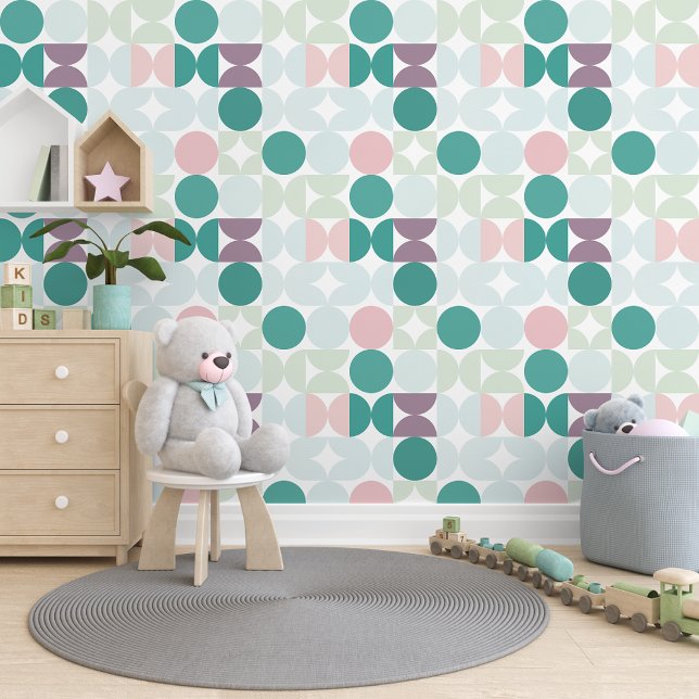 Sage Green Pastel Pink Mauve Circles Art Pattern Wallpaper (Creator Uploaded)