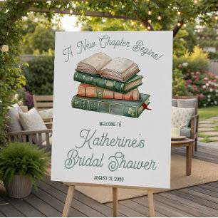Sage Green & Peach Book Themed Bridal Shower Foam Board