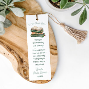 Sage Green & Peach Bookmark Shower Favor