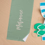 Sage green peach custom name script beach towel