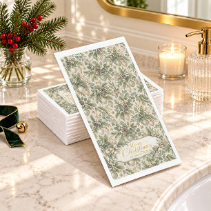 Sage Green Pearl Christmas Paper Guest Towels