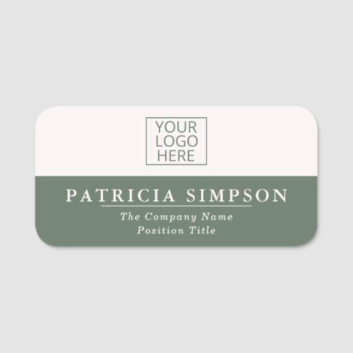 Sage Green  Pearly White Harmony and Tranquility Name Tag