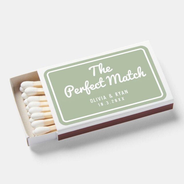 Sage Green Perfect Match Custom Wedding Favors (Front Open)
