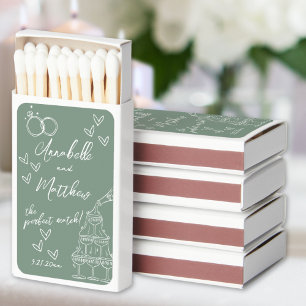 Sage Green Perfect Match Wedding Matchbox Favors