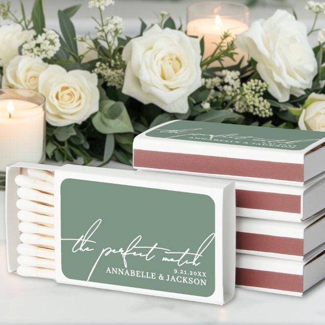 Sage Green Perfect Match Wedding Matchboxes (Sage Green Perfect Match Wedding Matchboxes)
