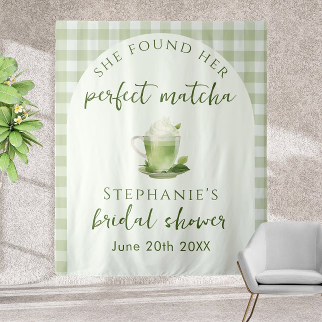 Sage Green Perfect Matcha Bridal Shower Backdrop  (Creator Uploaded)