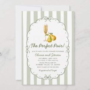 Sage Green Perfect Pair Pear Couple Bridal Shower Invitation