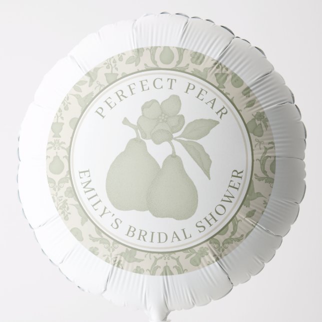 Sage Green Perfect Pear Bridal Shower Balloon (Front)