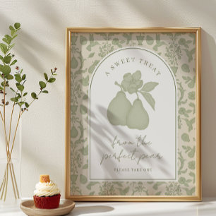 Sage Green Perfect Pear Bridal Shower Favor Sign
