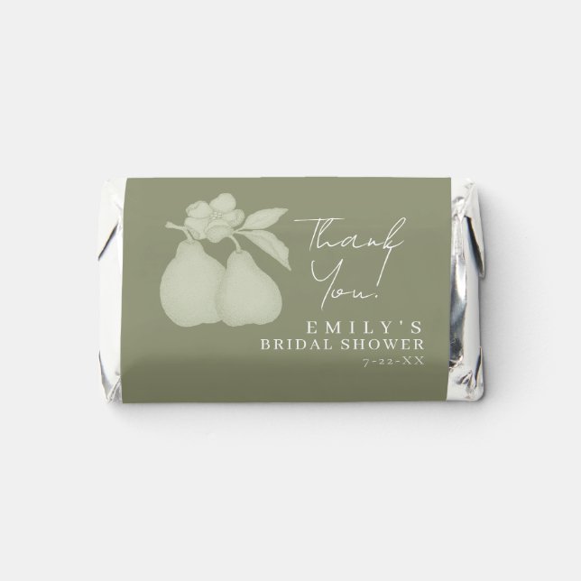 Sage Green Perfect Pear Bridal Shower Hershey's Miniatures (Front)