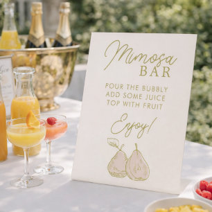 Sage Green Perfect Pear Bridal Shower Mimosa Bar Pedestal Sign