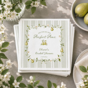 Sage Green Perfect Pear Bridal Shower Napkins