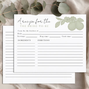Sage Green Perfect Pear Bridal Shower Recipe Card