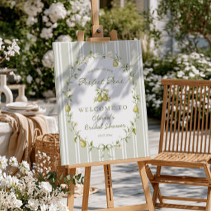 Sage Green Perfect Pear Bridal Shower Welcome Sign