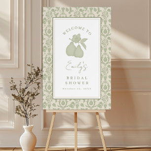 Sage Green Perfect Pear Bridal Shower Welcome Sign