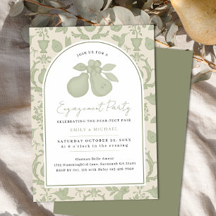 Sage Green Perfect Pear Engagement Party Invitation