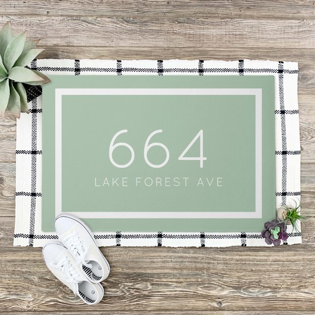 Sage Green Personalized Address Number Doormat (Creator Uploaded)