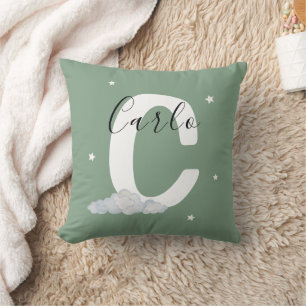 Sage Green Personalized Baby Name Pillow Custom