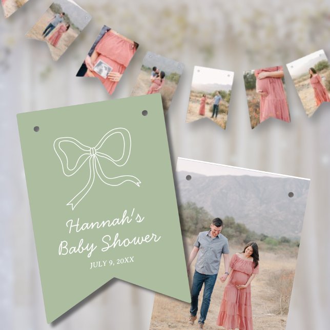 Sage Green Personalized Baby Shower Photo Banner (Sage Green Personalized Baby Shower Photo Banner)