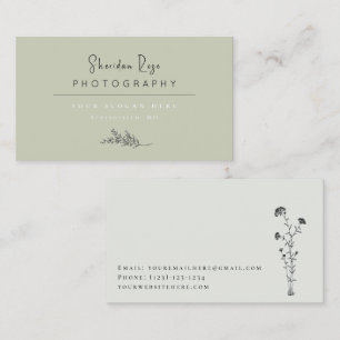 Sage Green Personalized Botanical Business Card