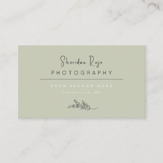Sage Green Personalized Botanical Business Card