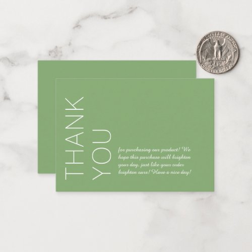 Sage Green Personalized Modern Minimal Thank You Note Card