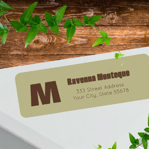 Sage Green Personalized Monogram Letter Name Label