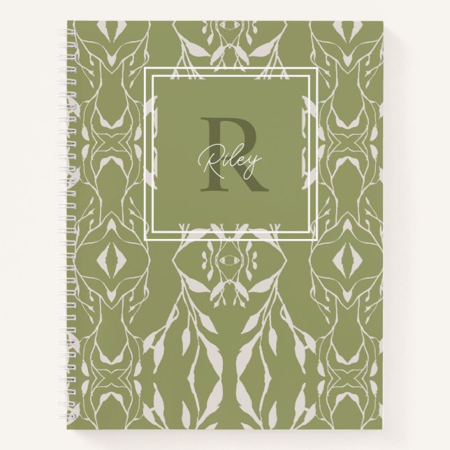 Sage Green Personalized Monogram Notebook (Front)